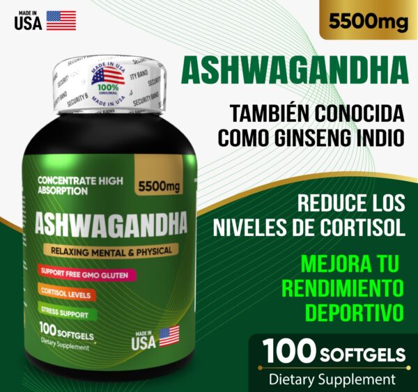 ASHWAGANDHA KSM-66 5500 MG SOFTGELS - Imagen 2